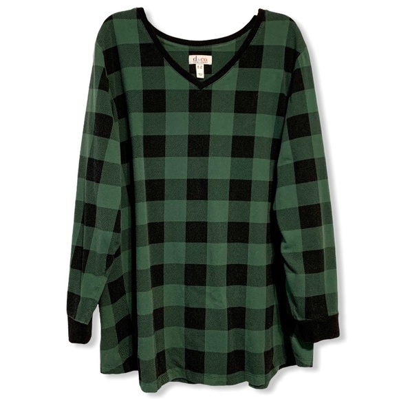 Denim&Co Tops - d&co Buffalo Plaid Tunic Green Black Checkered 3X